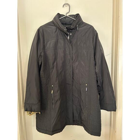Michael Kors Black Long Quilted Hidden Hood Puffy Jacket Women Extra Large - Picture 1 of 13